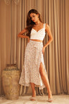 Ribbon Tie Pleated Midi Skirt