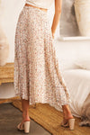 Ribbon Tie Pleated Midi Skirt