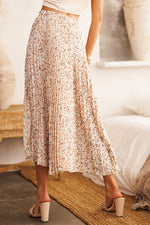 Ribbon Tie Pleated Midi Skirt