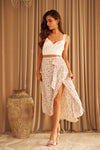 Ribbon Tie Pleated Midi Skirt
