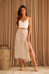 Ribbon Tie Pleated Midi Skirt
