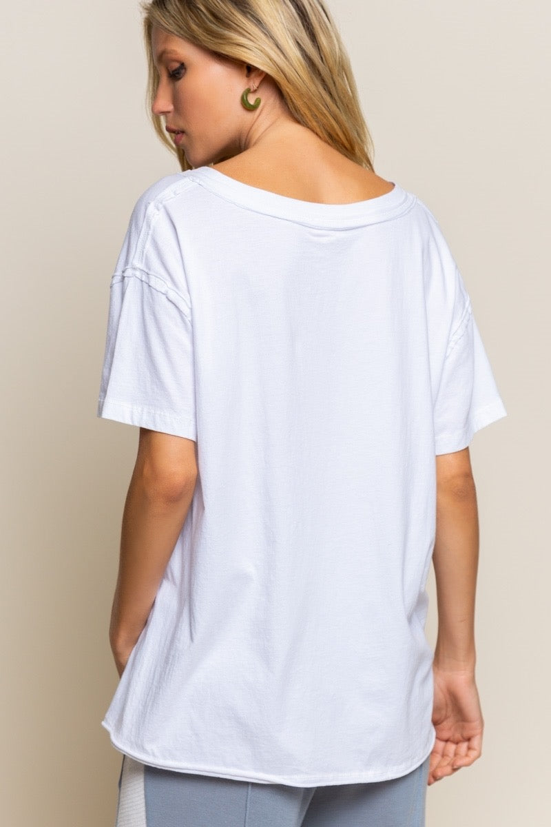 Cotton White T-shirt With Front Side Pocket