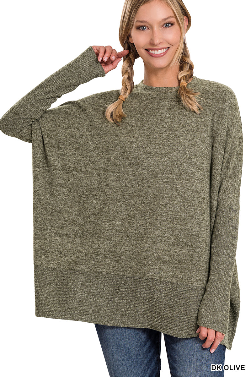 Living For Fall Oversized Sweater Dark Olive