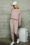 Mauve colored long sleeve cozy jogger set